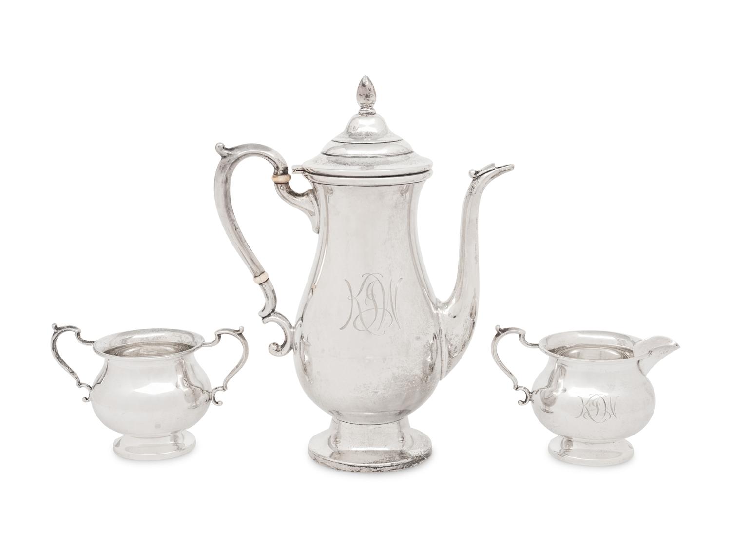 An American Silver Three-Piece Coffee Service