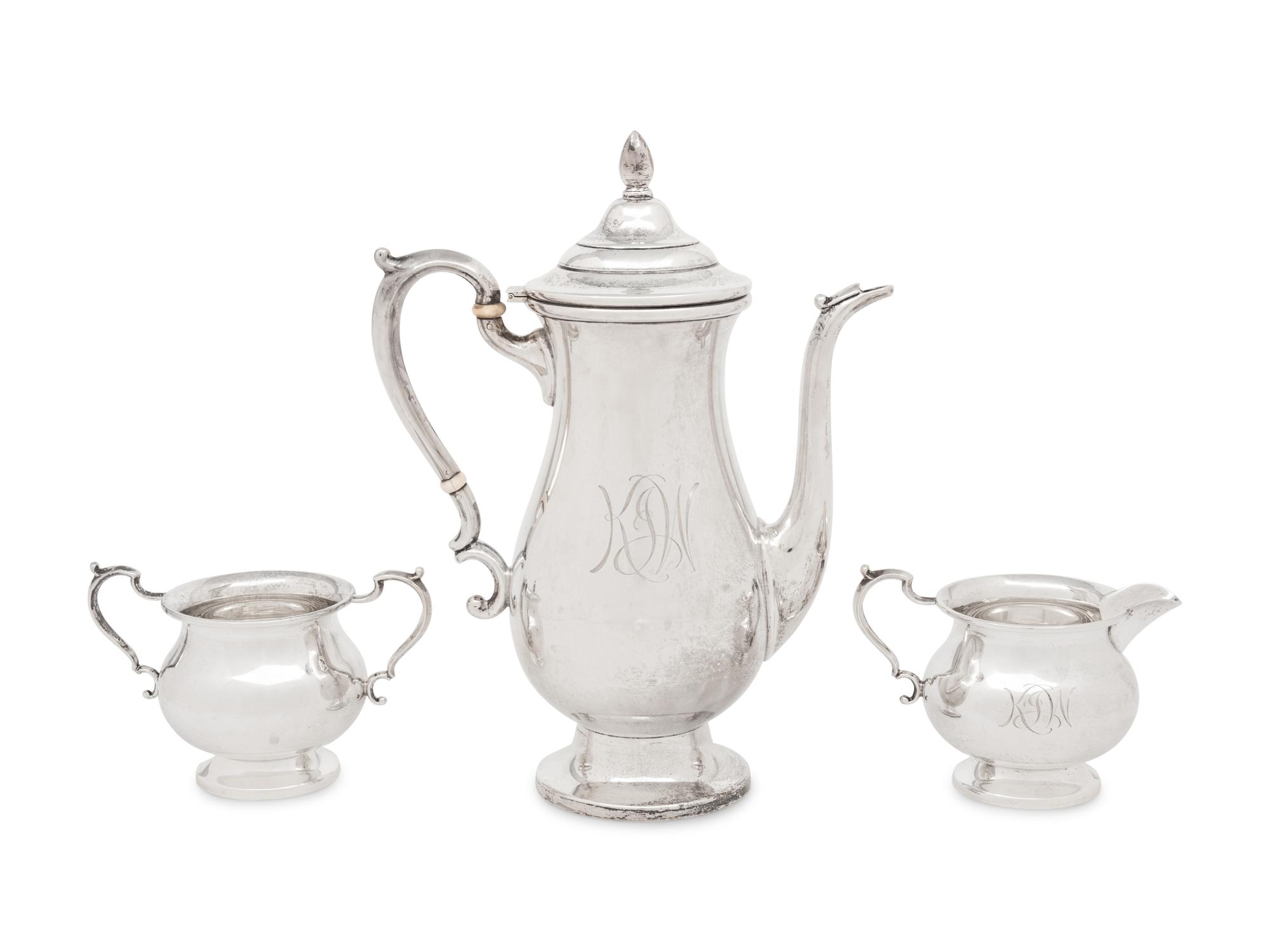 An American Silver Three-Piece Coffee Service