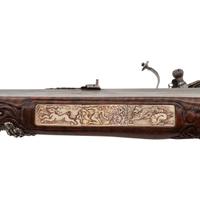 Contemporary Wheellock Rifle with Death Motifs by John B. Derrick (American, b.1936)