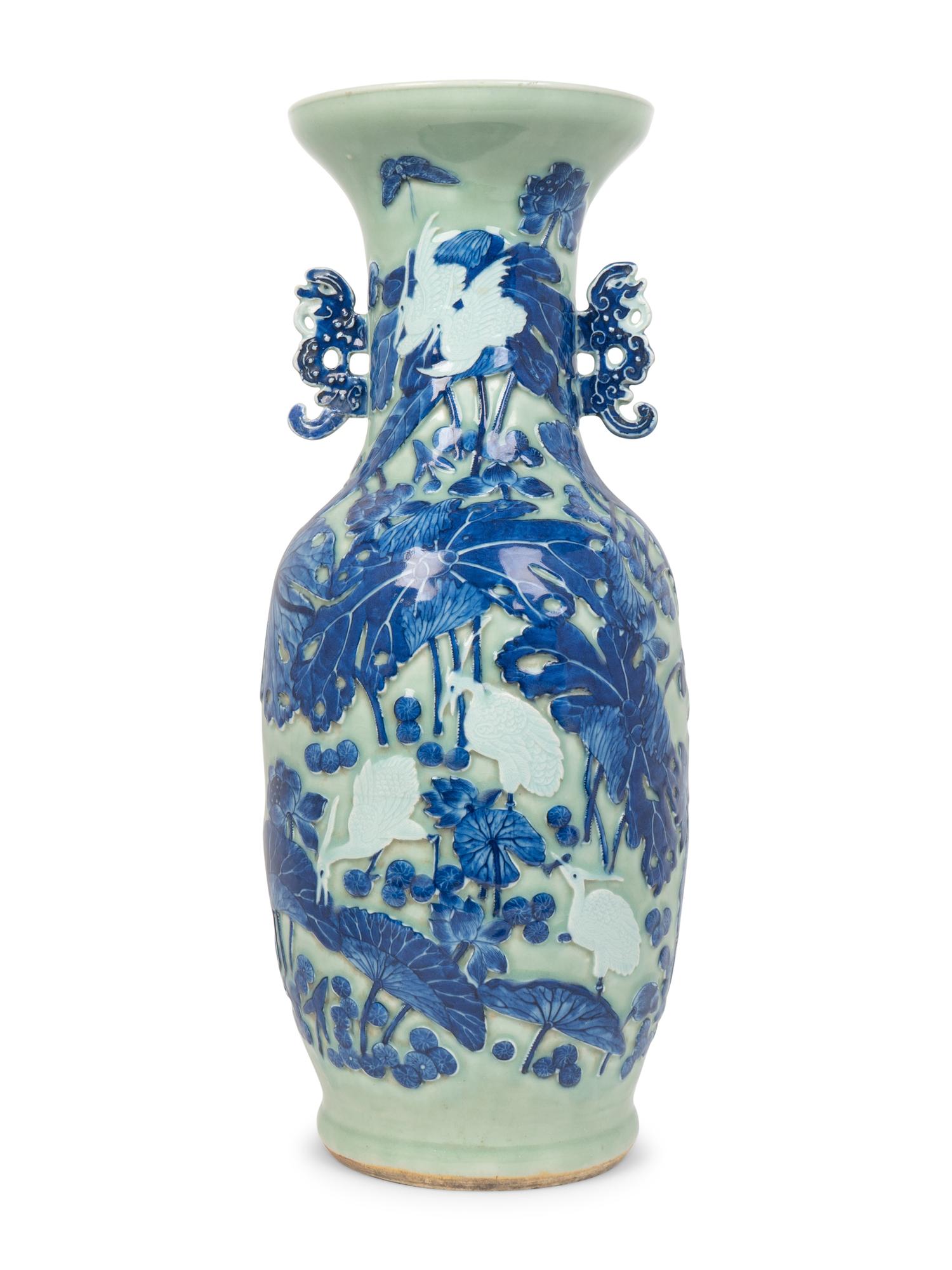 A Chinese Blue and White Porcelain Two-Handled Vase — 19TH/20TH CENTURY