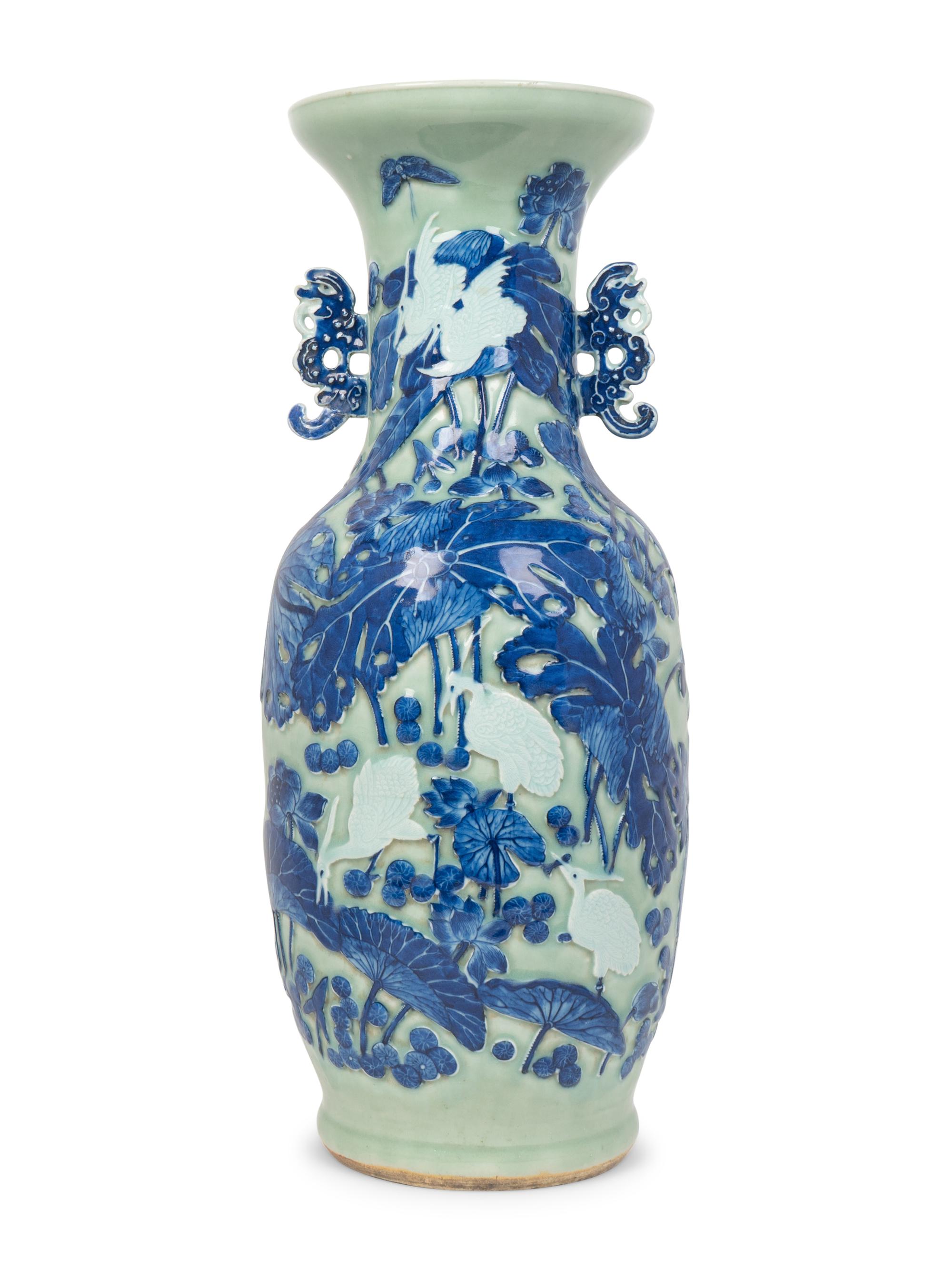 A Chinese Blue and White Porcelain Two-Handled Vase — 19TH/20TH CENTURY