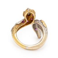 Cazzaniga, Diamond, Sapphire, and Bicolor Gold Snake Ring