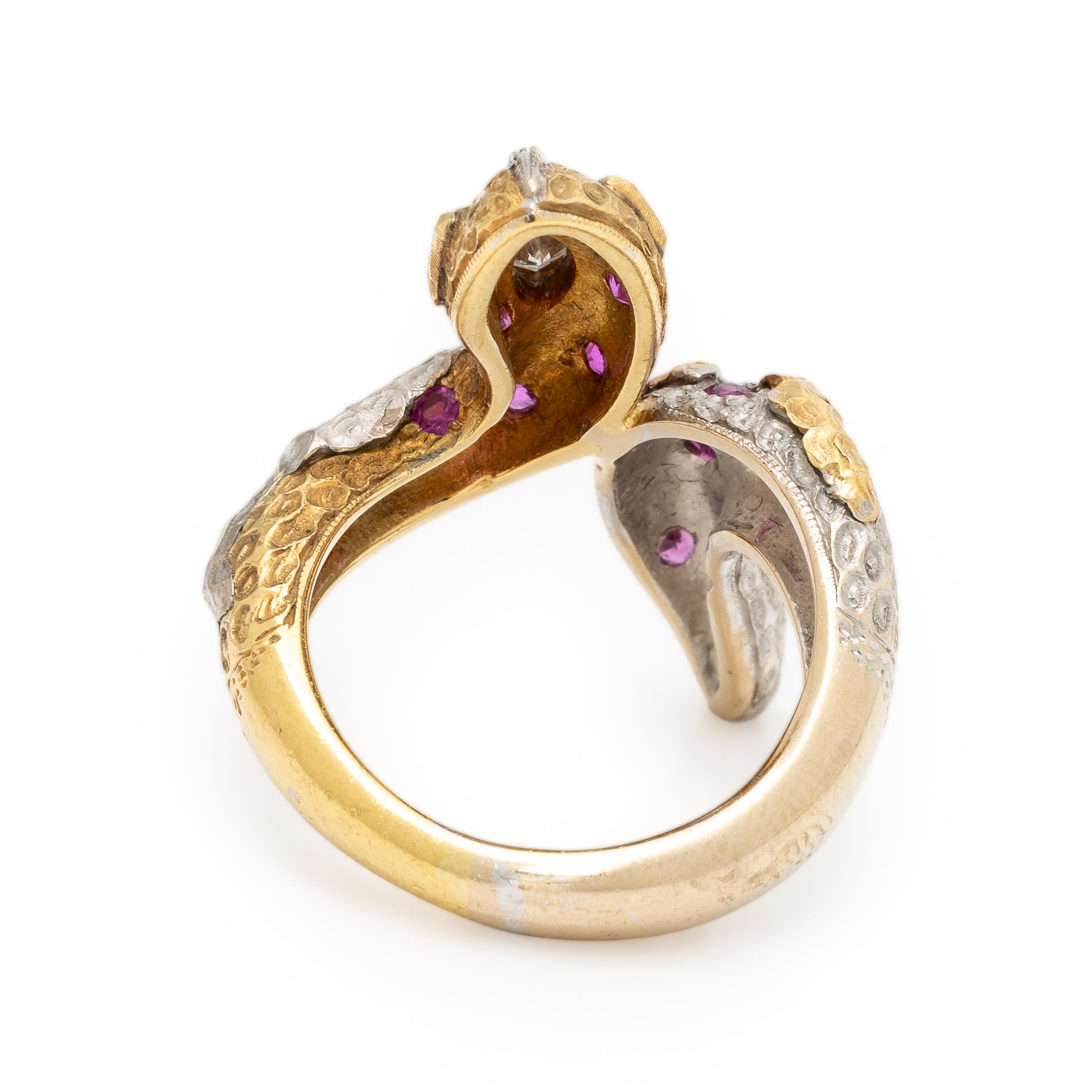 Cazzaniga, Diamond, Sapphire, and Bicolor Gold Snake Ring