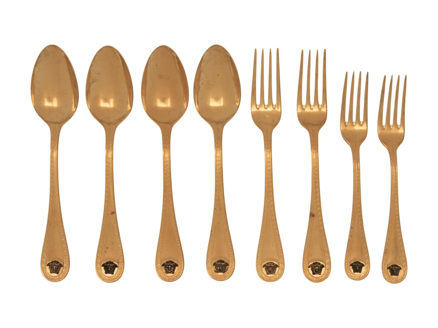 A Group of Versace Medusa Gold-Plated Flatware