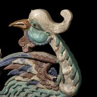 A Pair of Large Chinese Glazed Stoneware Architectural Tilework Phoenixes, Late 18th/19th Century 清中期 琉璃鳳凰大鴟吻一對