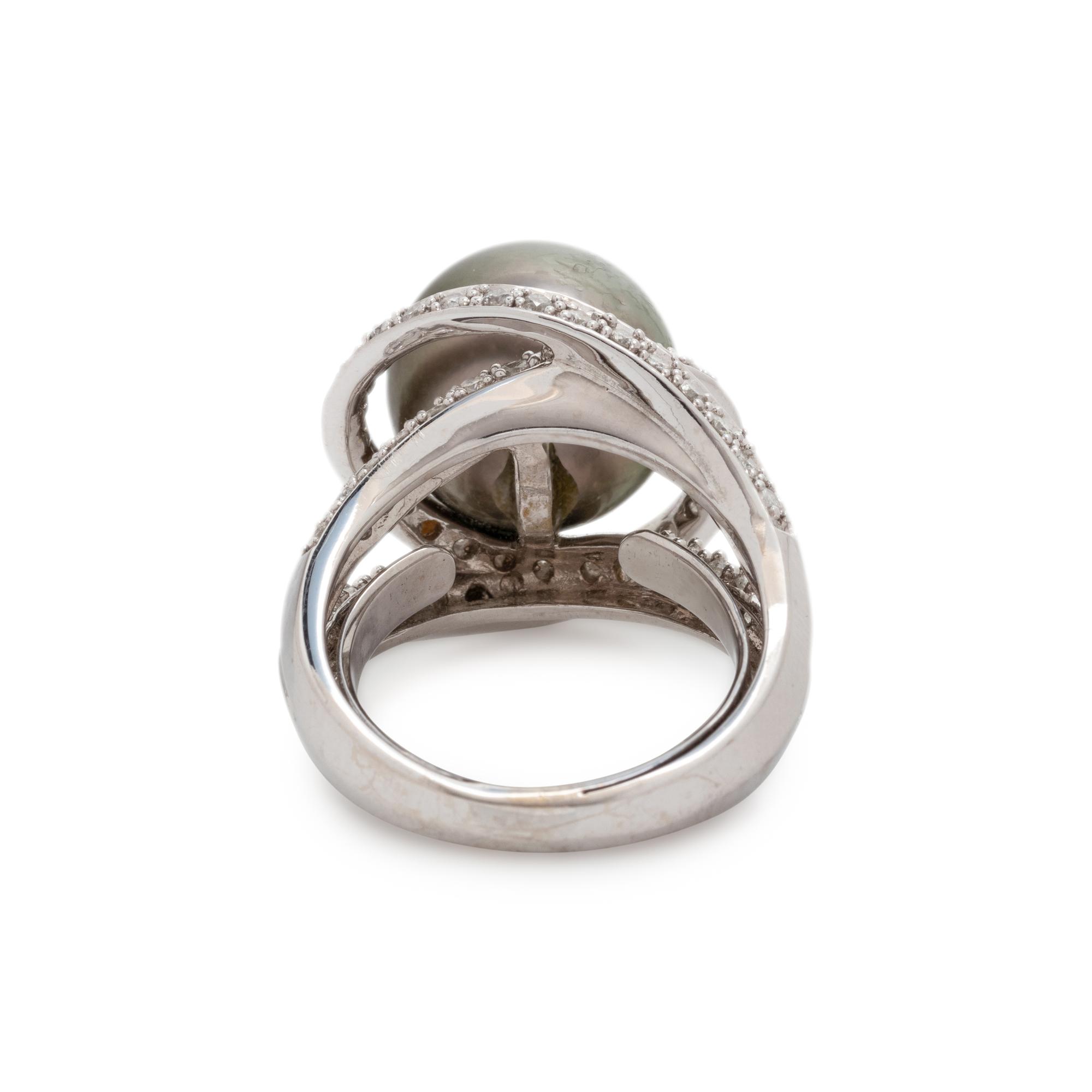 CULTURED TAHITIAN PEARL AND DIAMOND RING