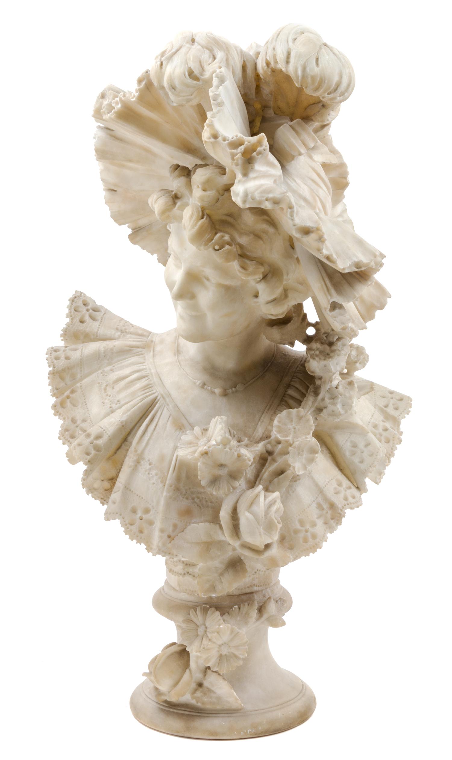 An Italian Alabaster Bust Height 27 inches.