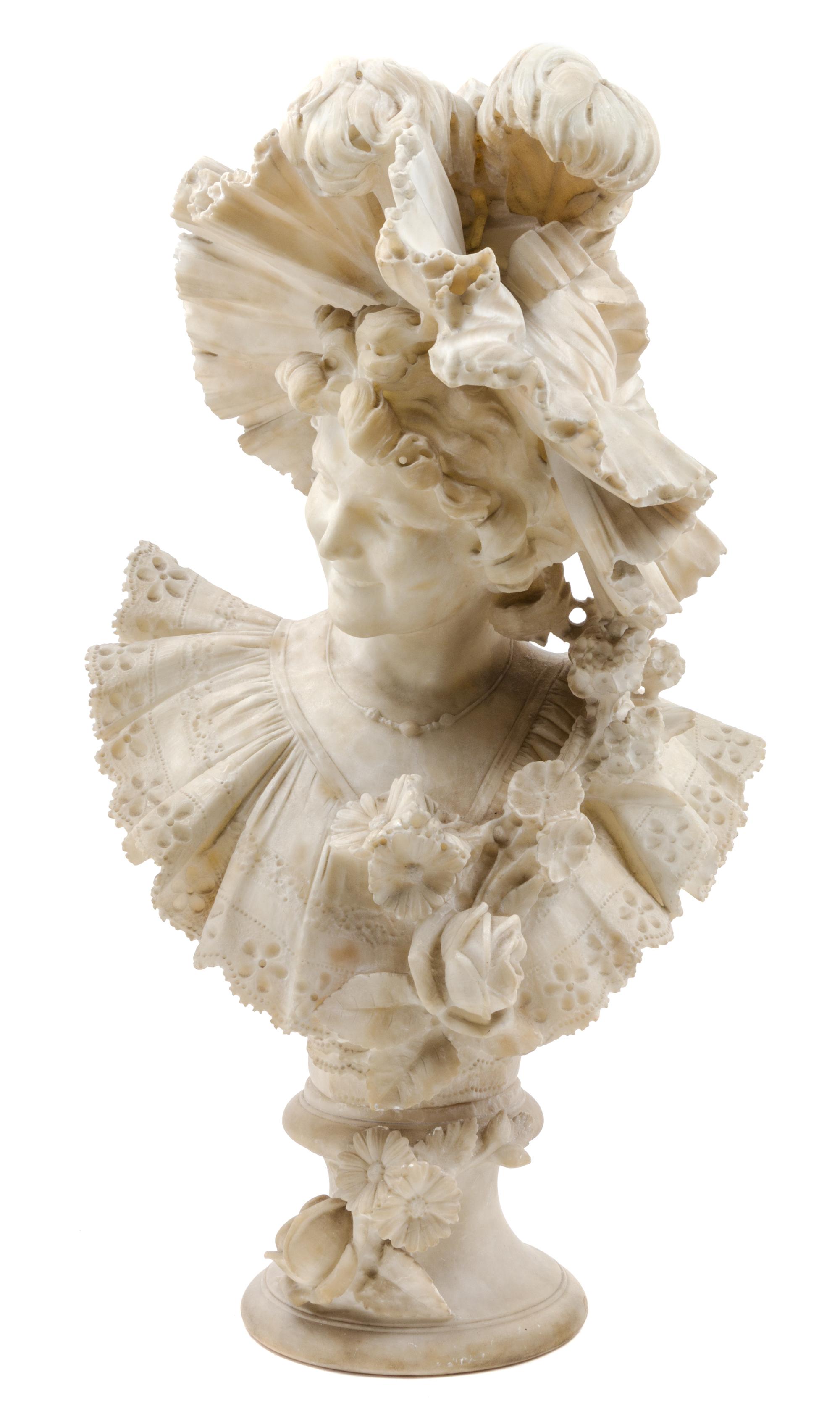 An Italian Alabaster Bust Height 27 inches.