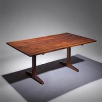 Trestle dining table with 3 butterfly joints, 1977