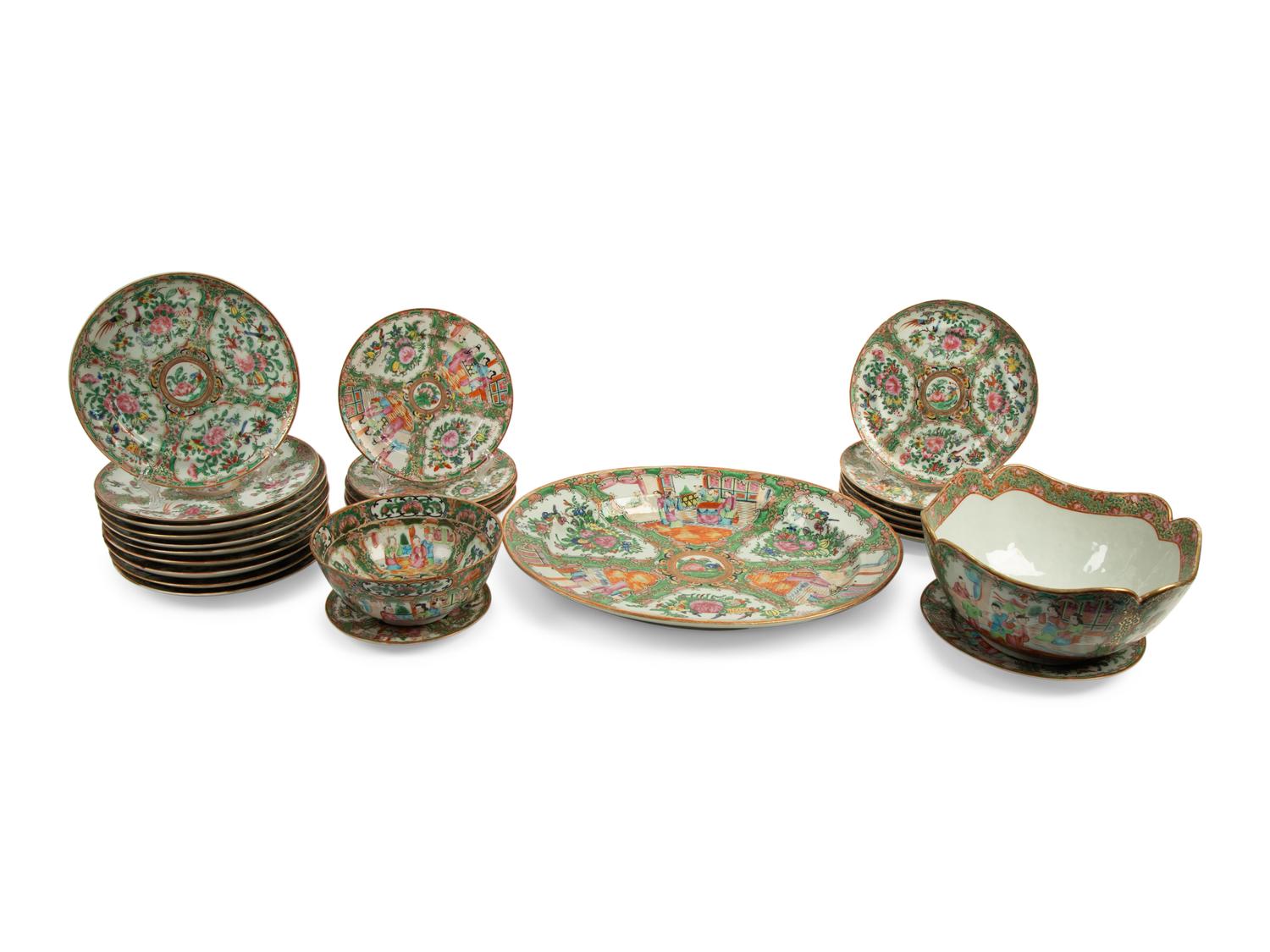 A Collection of Chinese Export Gold Medallion Porcelain — 19TH/20TH CENTURY