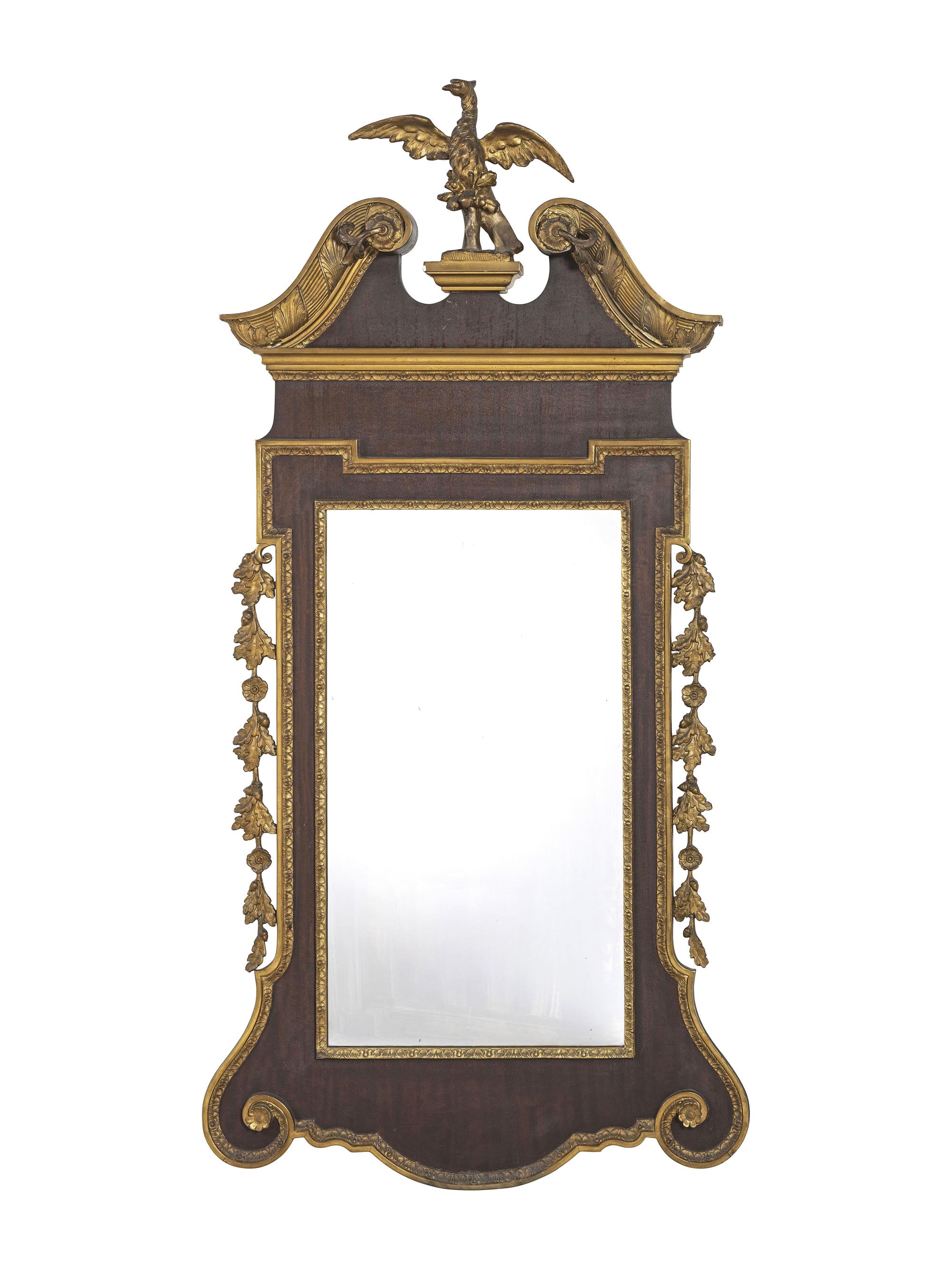 A Chippendale Carved and Parcel Gilt Mahogany Mirror