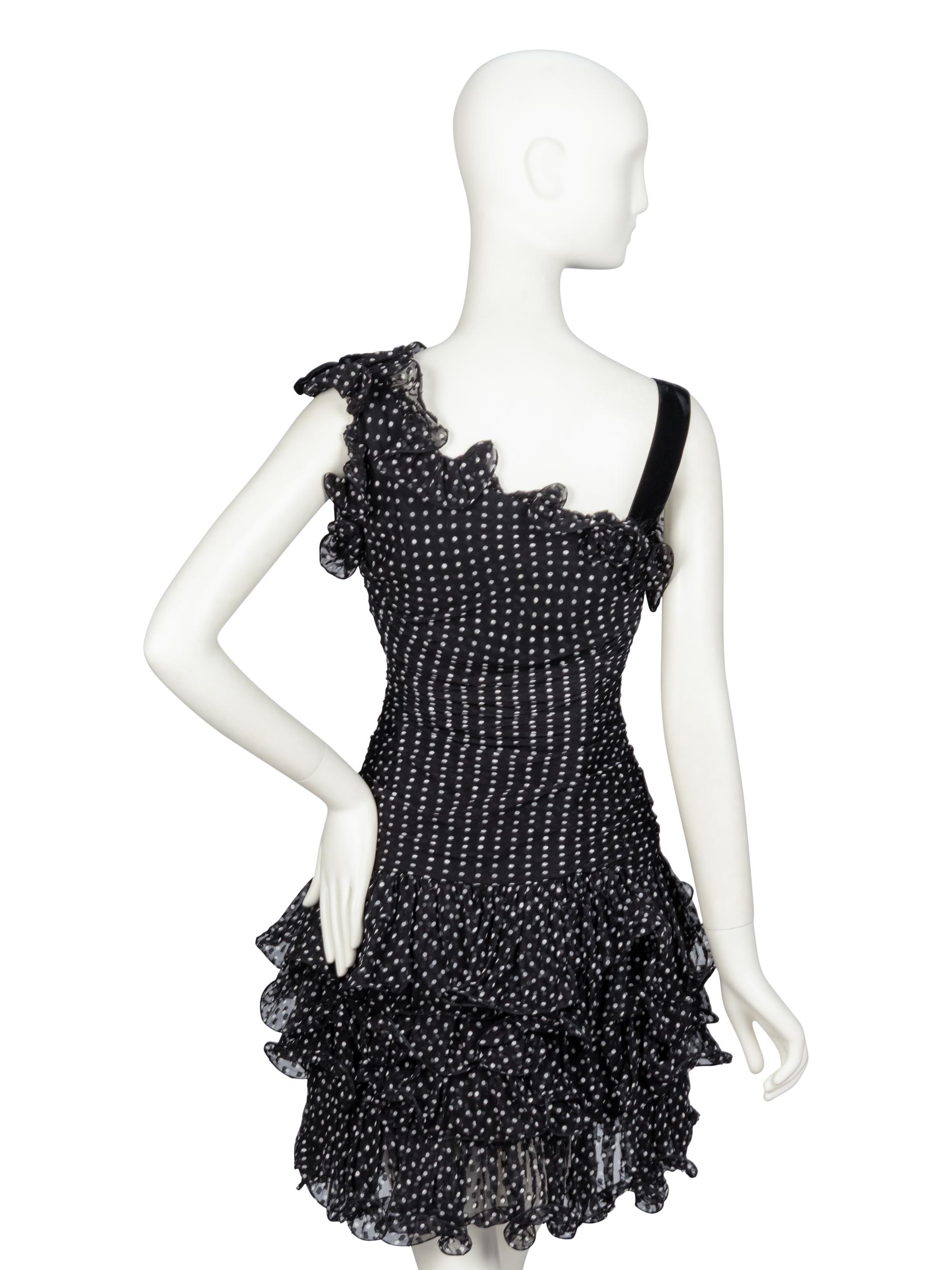 Oscar de la Renta, Polka Dot Cocktail Dress, 1980s Runway Sample