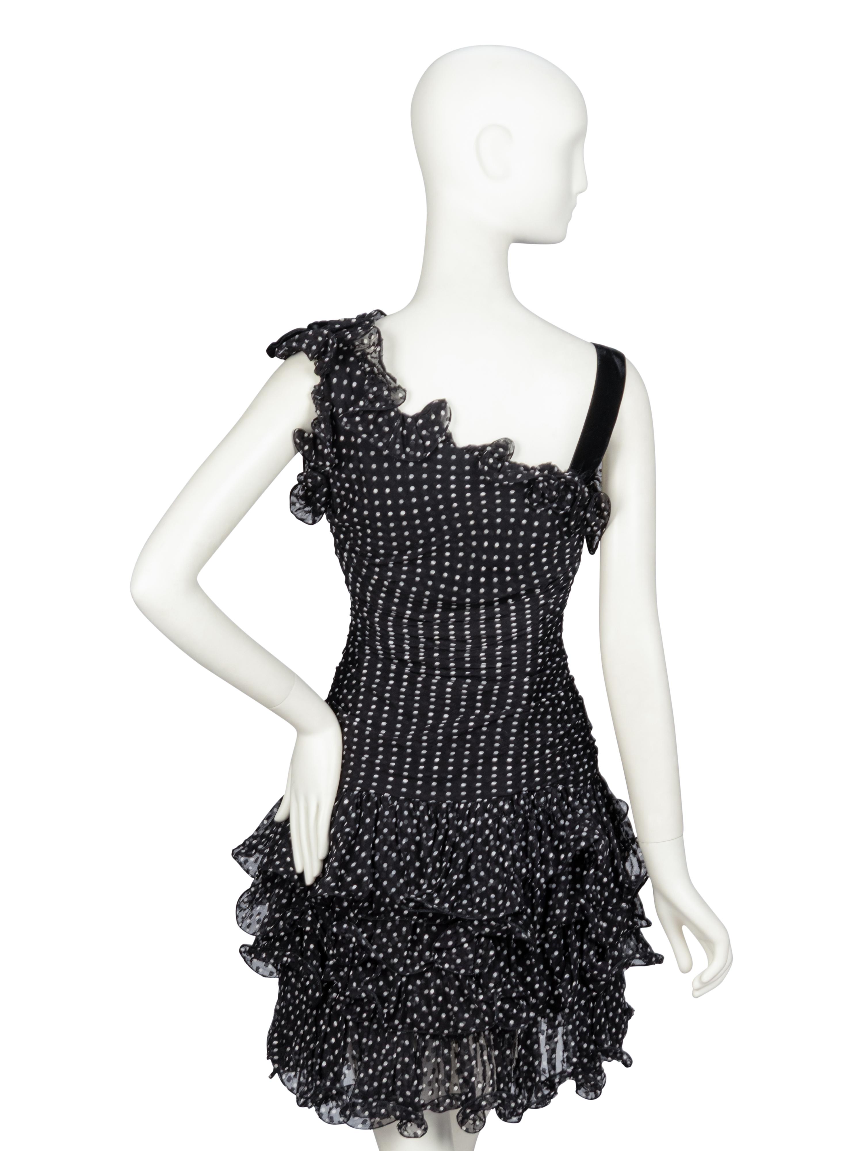 Oscar de la Renta, Polka Dot Cocktail Dress, 1980s Runway Sample