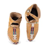 Southern Plains Beaded Hide Moccasins