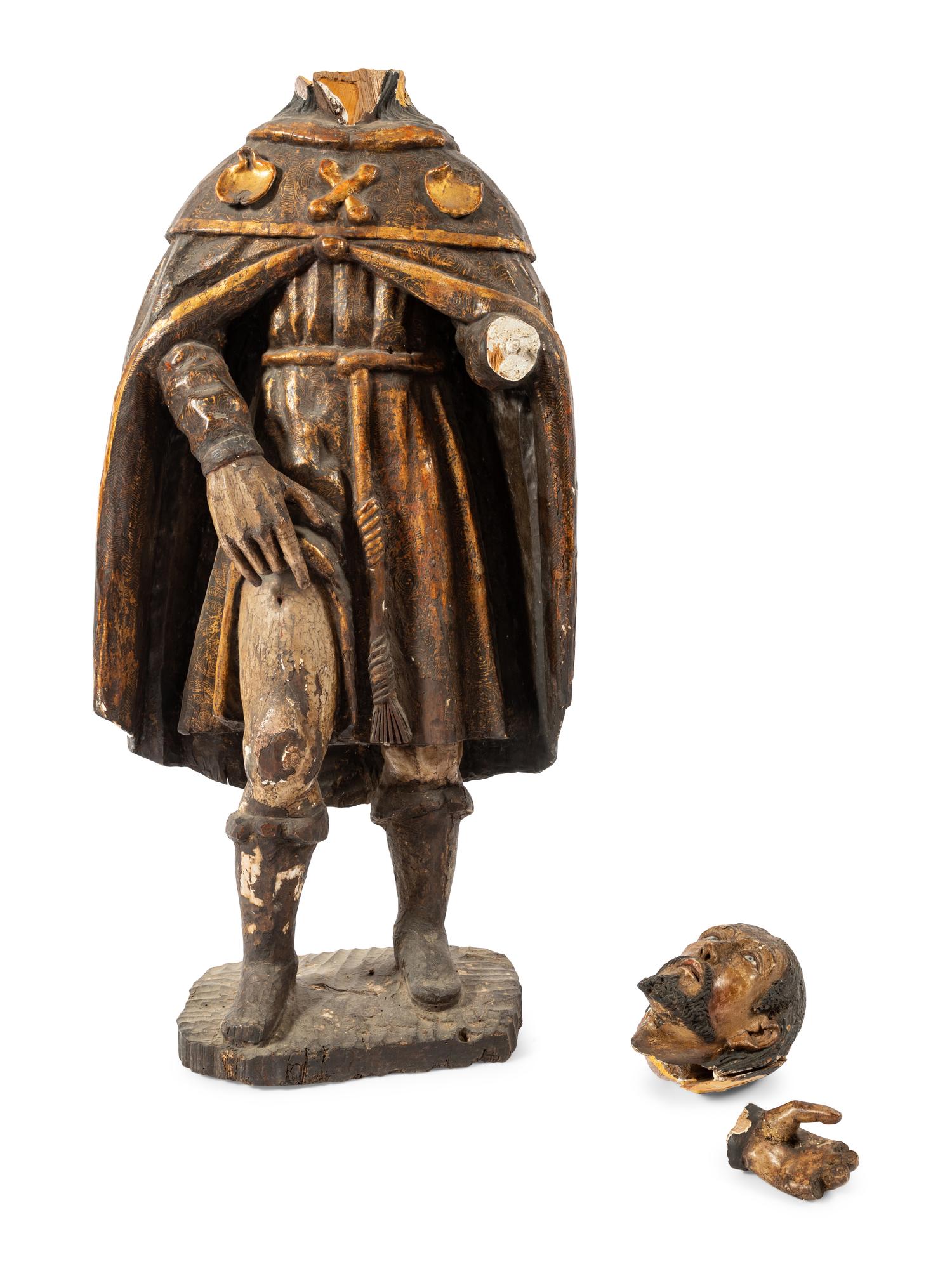 A Continental Painted Figure of a Saint