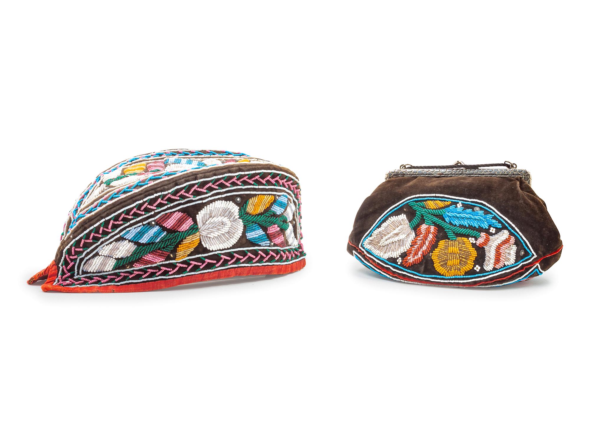 Iroquois Beaded Hat and Purse