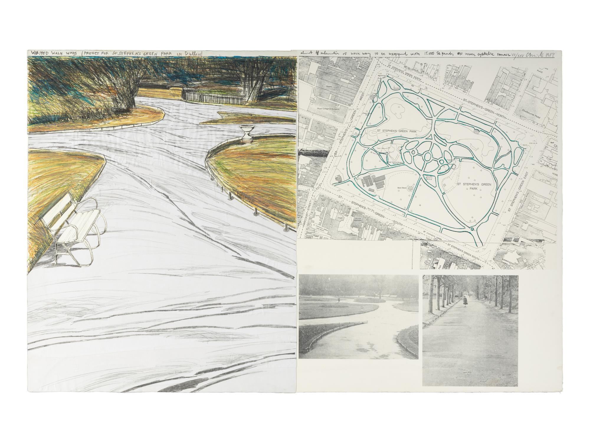 Wrapped Walk ways, Project for St. Stephen's Green Park, Dublin, 1983