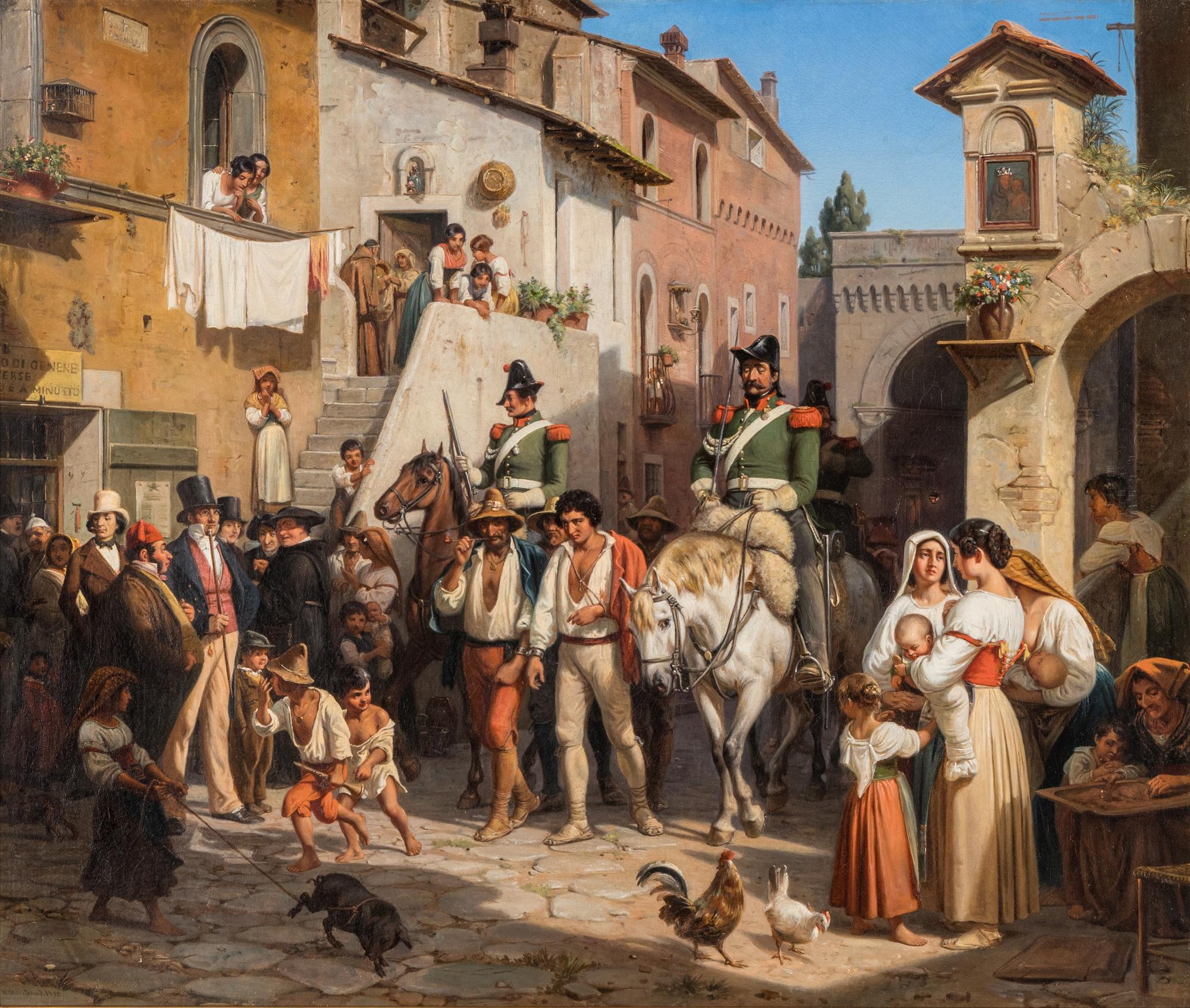 Italian Peasants Under Arrest in a Village in the Roman Campagna, 1850