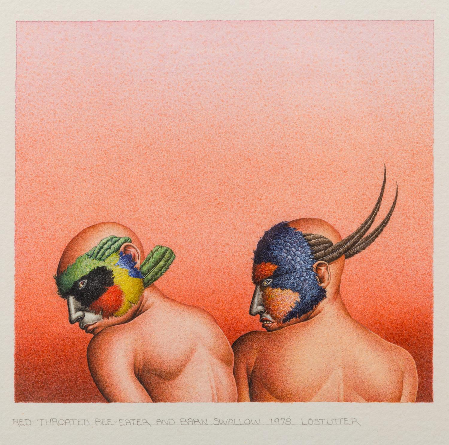 Pataecus Fronto Marchio, 1977 and Red-Throated Bee-Eater and Barn Swallow , 1978 (a pair of works)