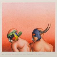 Pataecus Fronto Marchio, 1977 and Red-Throated Bee-Eater and Barn Swallow , 1978 (a pair of works)