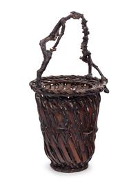 A Large Japanese Ikebana Bamboo Flower Arranging Basket