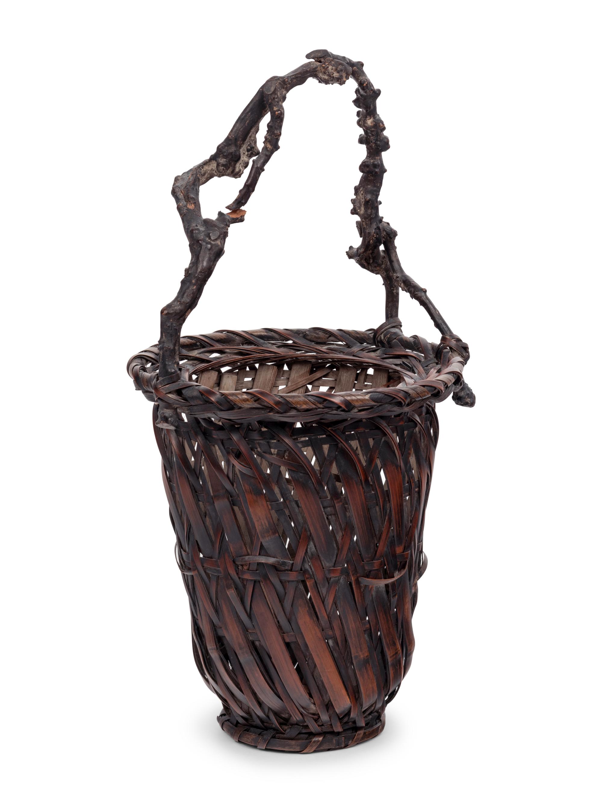A Large Japanese Ikebana Bamboo Flower Arranging Basket