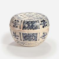 A large Vietnamese blue and white covered lobed box Le dynasty 15th/16th century