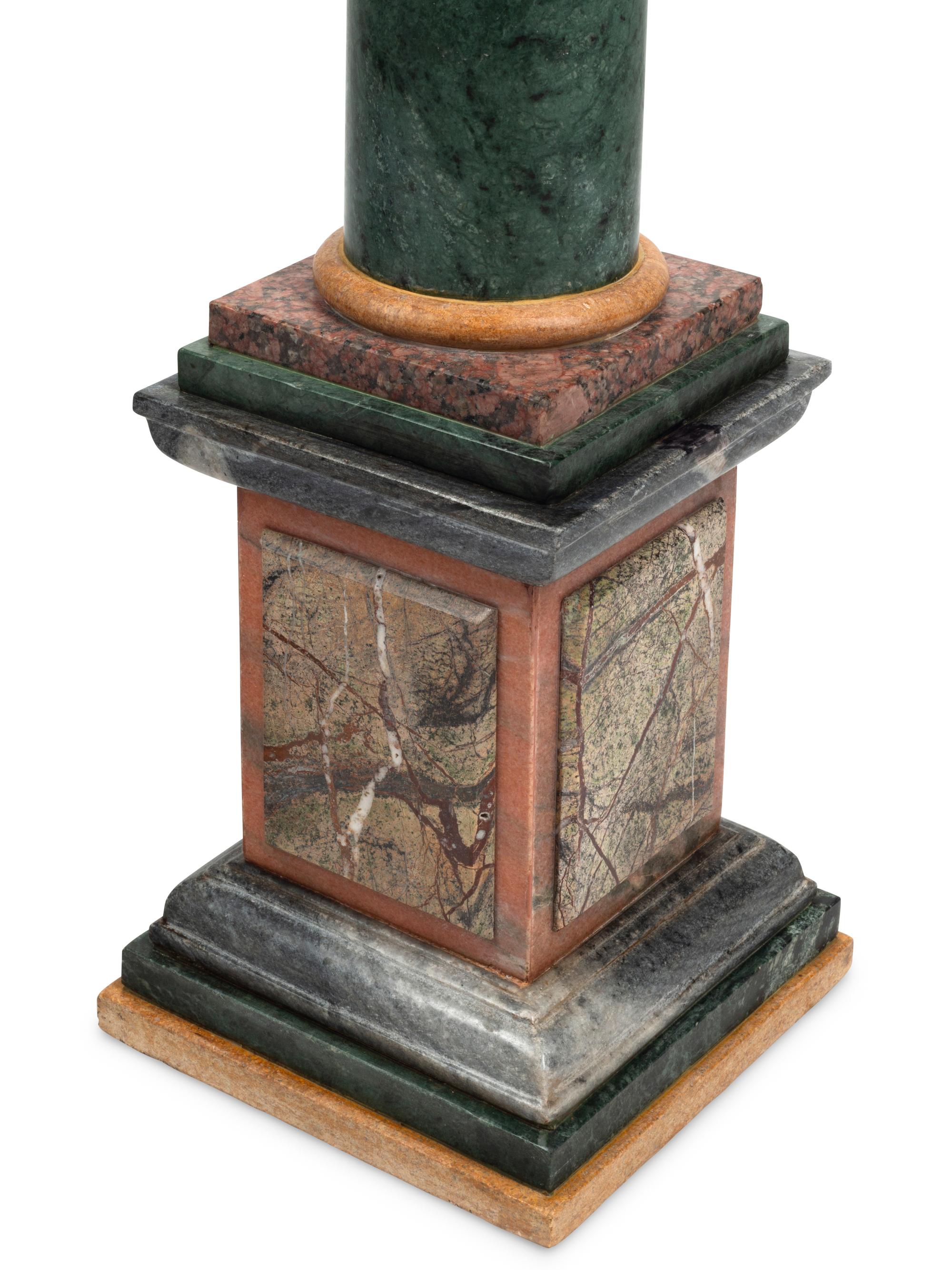 A Pair of Large Grand Tour Style Specimen Marble Column Ornaments