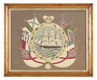 A Sailor-Made Woolwork Picture, England, Mid-19th Century