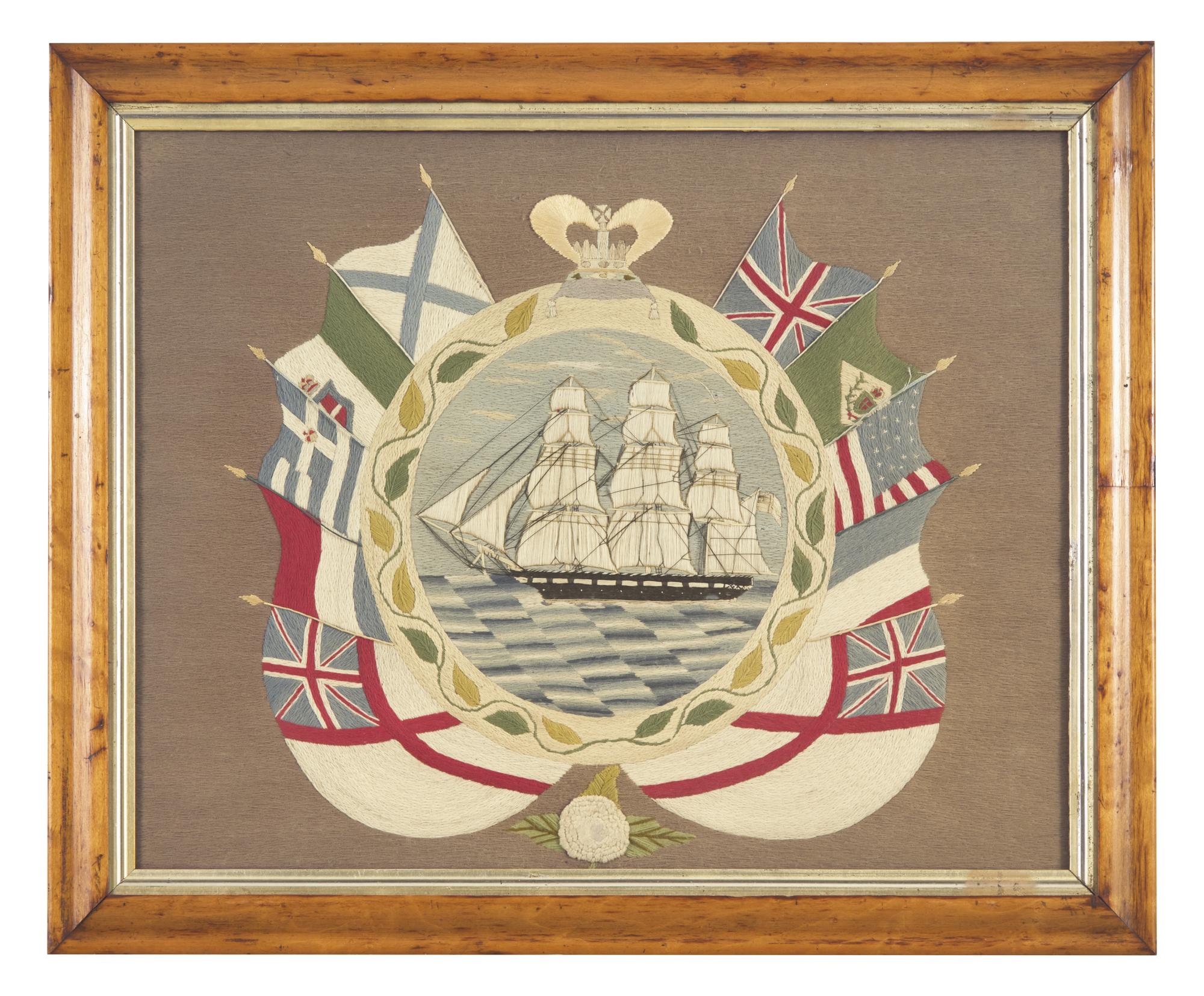 A Sailor-Made Woolwork Picture, England, Mid-19th Century