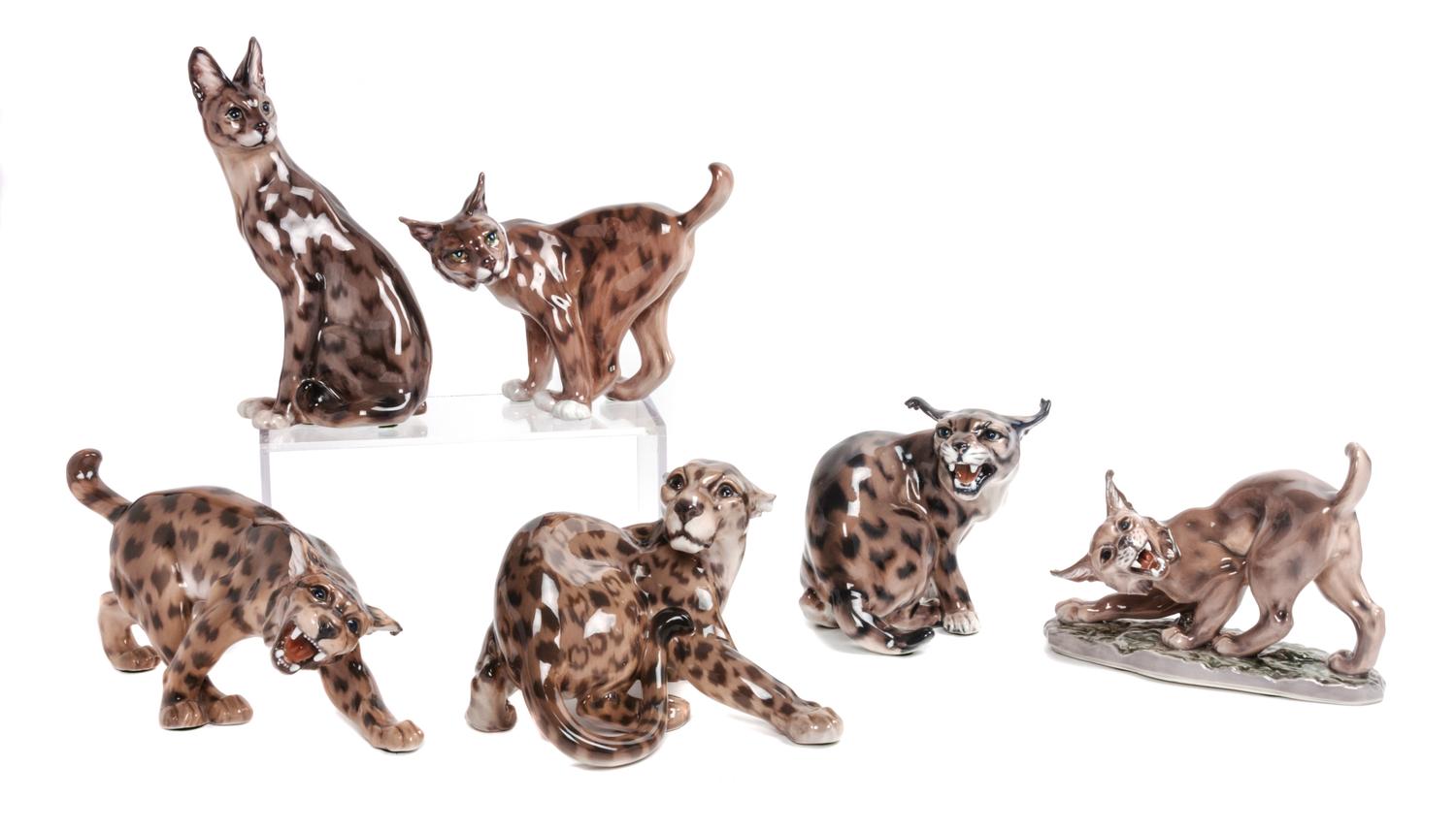 Six Dahl Jensen Copenhagen Porcelain Figures Width of widest 12 1/4 inches. — 20TH CENTURY