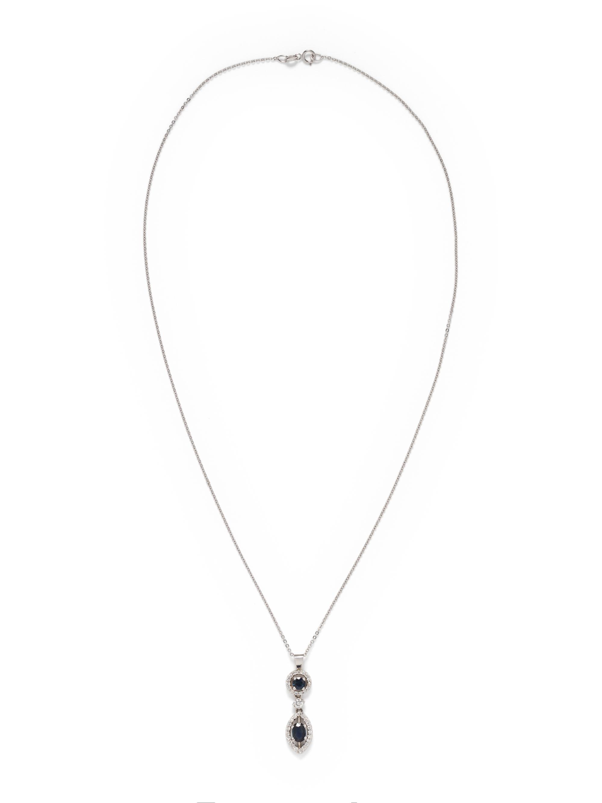 SAPPHIRE AND DIAMOND PENDANT/NECKLACE