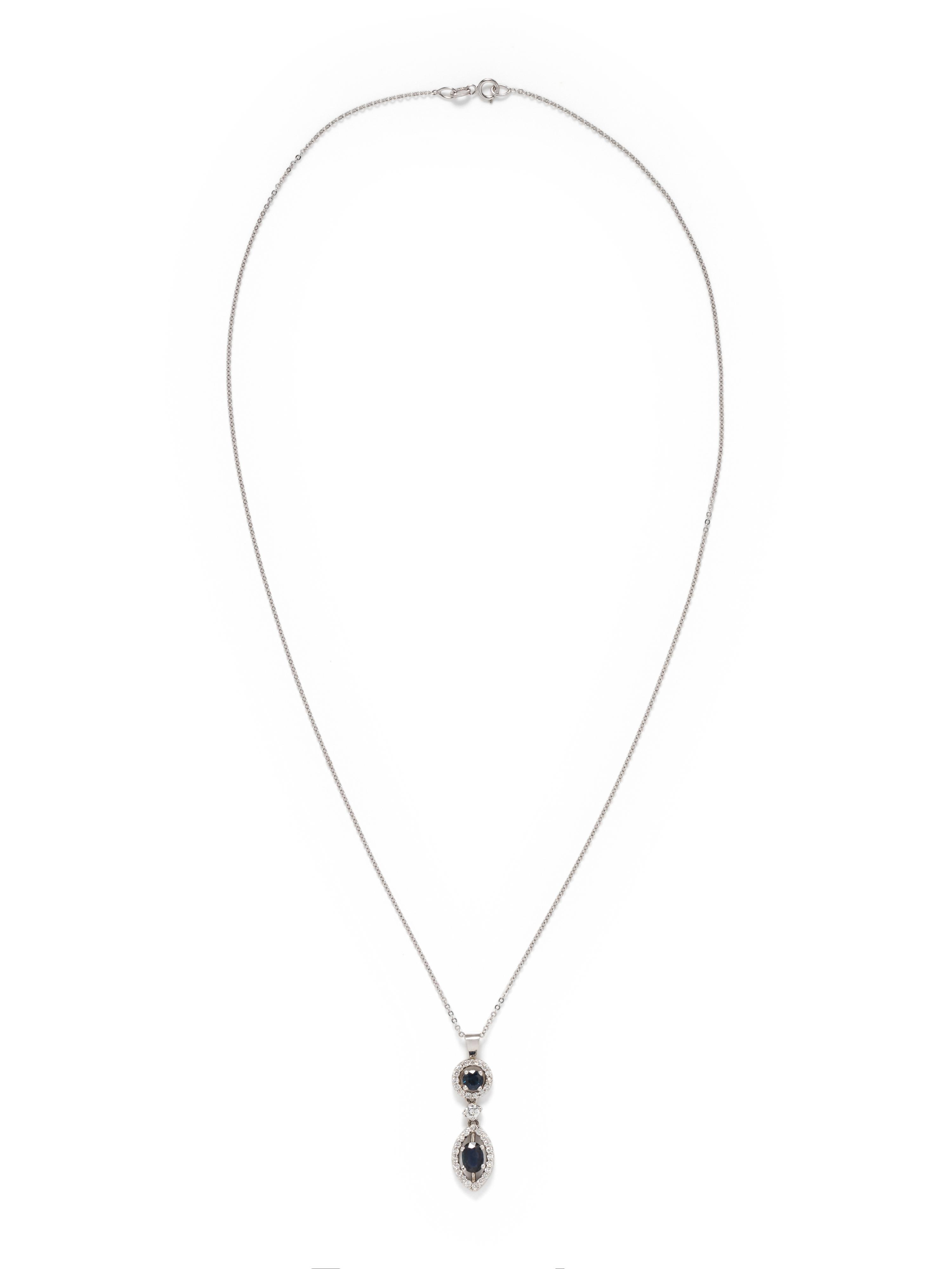 SAPPHIRE AND DIAMOND PENDANT/NECKLACE