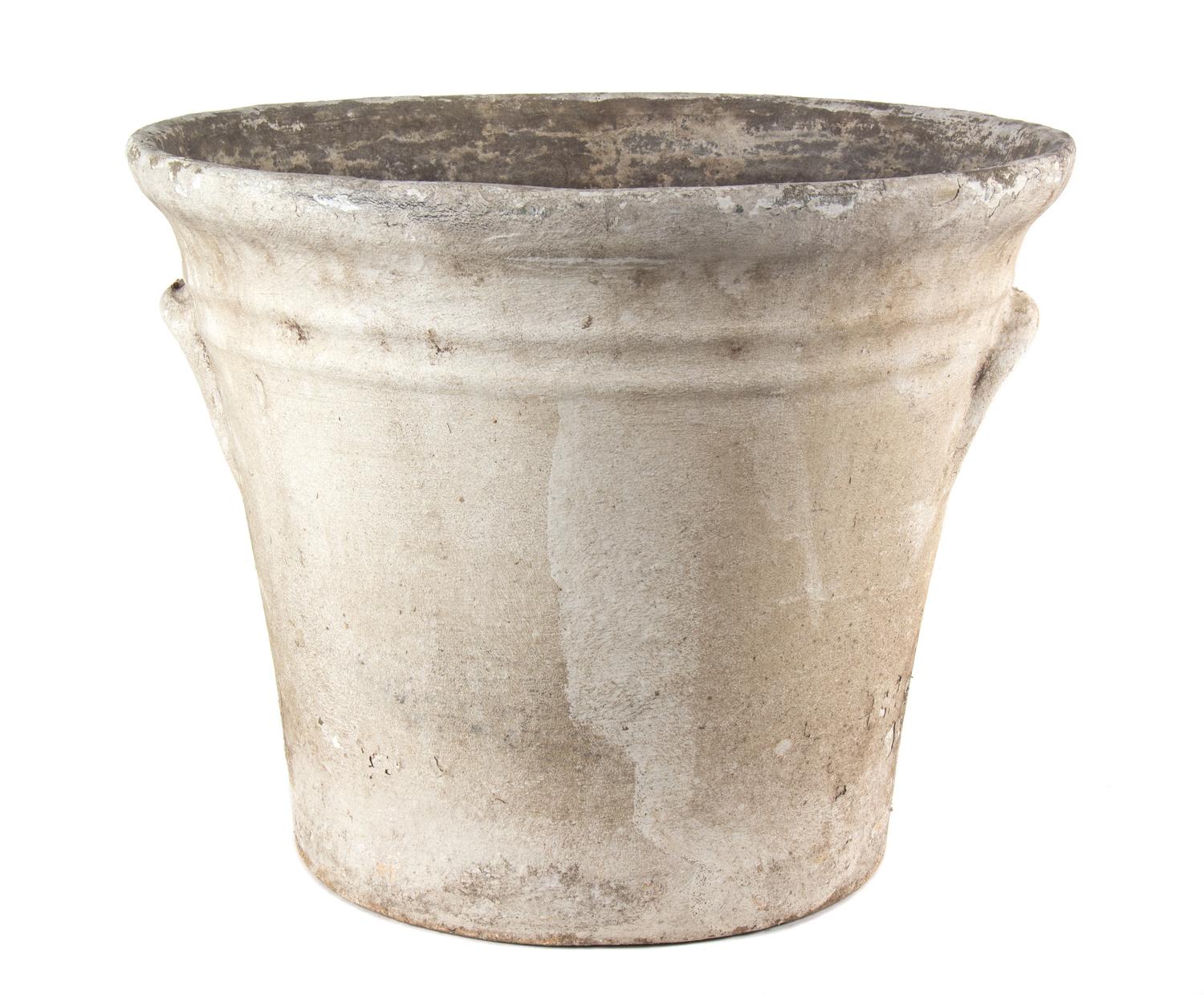 A Group of Concrete Planters Height of largest 18 1/2 inches x diameter 22 inches.