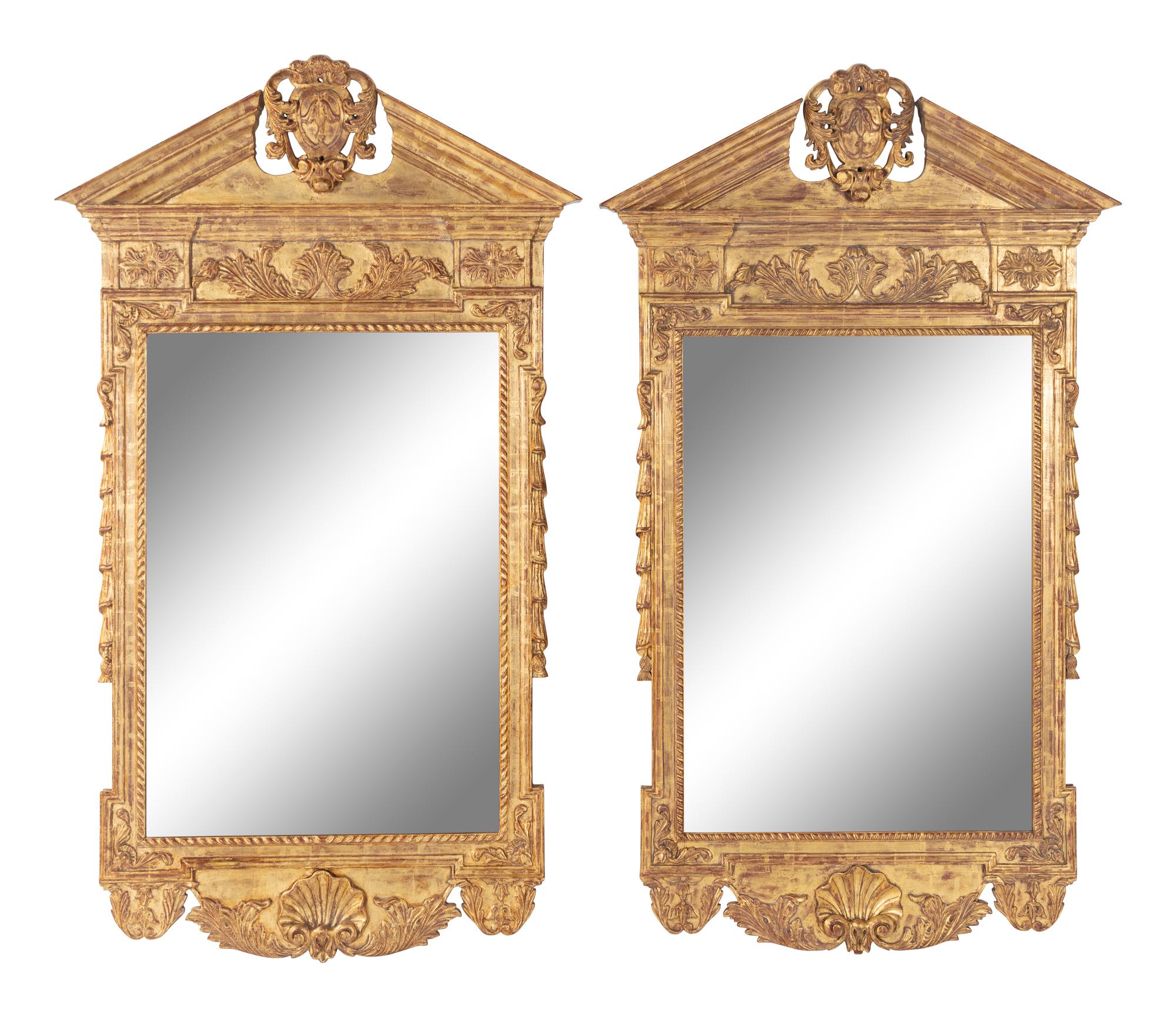 A Pair of Georgian Style Giltwood Pier Mirrors