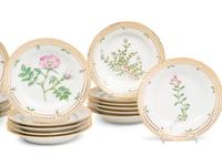 A Set of Nineteen Royal Copenhagen Flora Danica Porcelain Bread Plates
