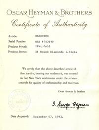 OSCAR HEYMAN & BROTHERS, DIAMOND EARCLIPS