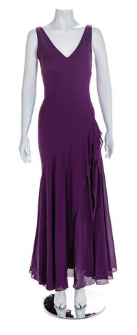 Atelier Versace Purple Bias-Cut Evening Dress with Shawl, 1990s No size label