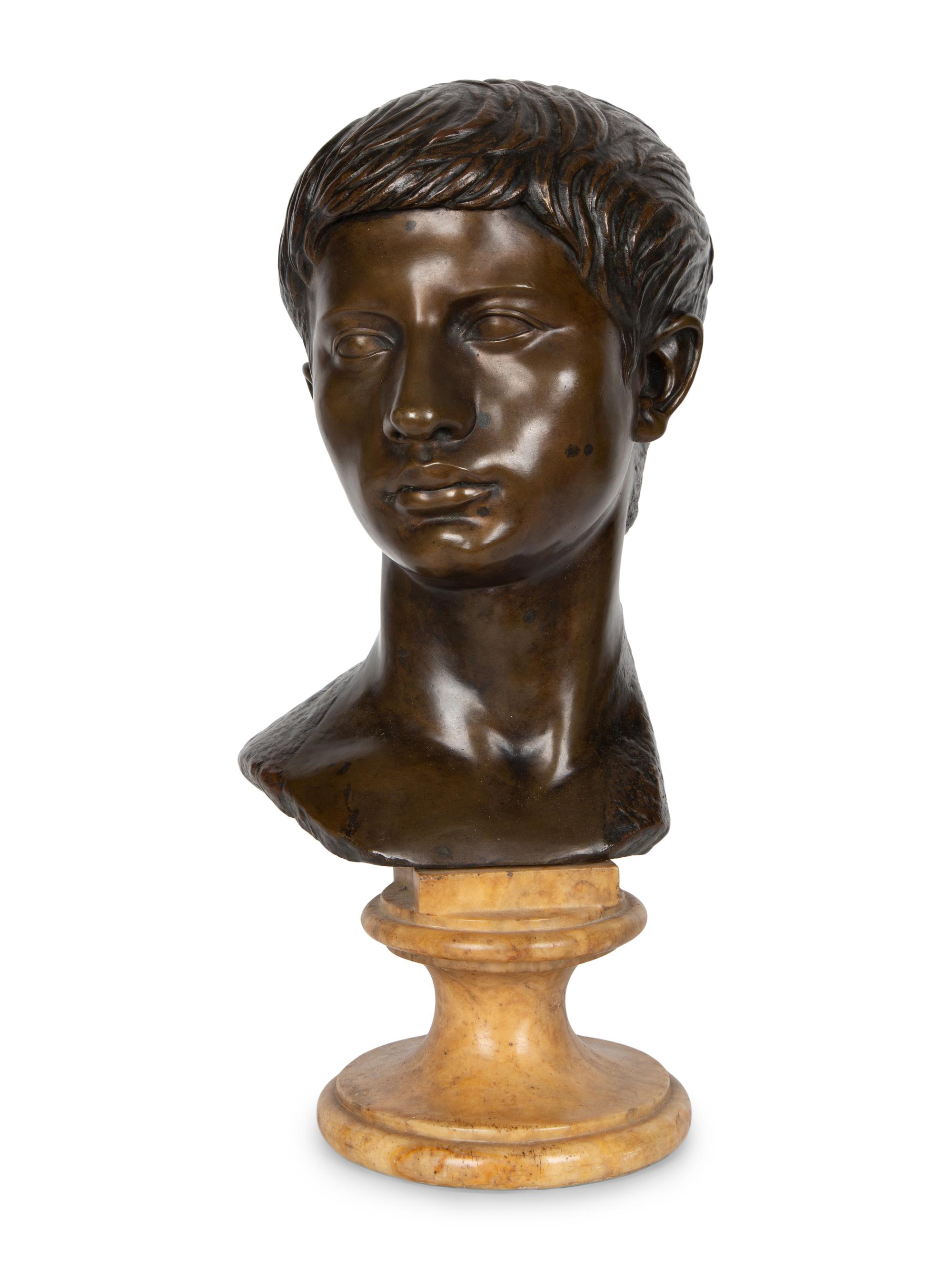 A Grand Tour Bronze Bust with a Marble Socle — 19TH CENTURY