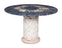 A Cast Stone and Pietra Dura Circular Dining Table