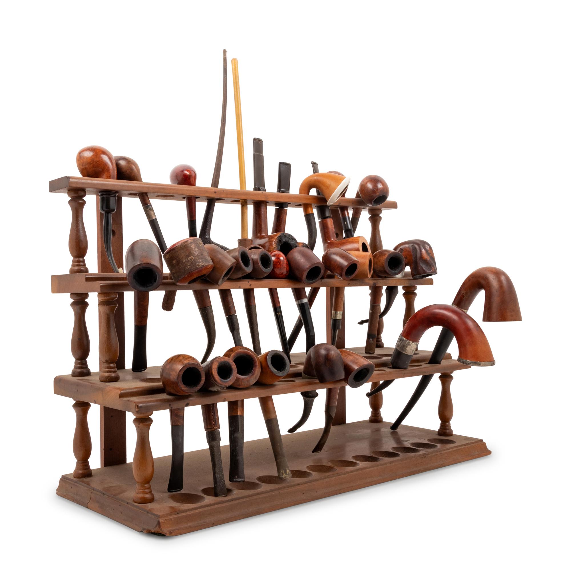 A Large Collection of Wood Briar Smoking Pipes