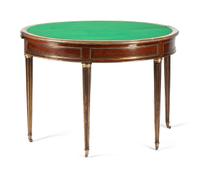 A Louis XVI Gilt Metal Mounted Mahogany Flip-Top Table Height 31 x width 43 1/2 x depth 21 inches. — EARLY 19TH CENTURY