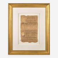 [Declaration of Independence] [Massachusetts] Hancock, John Partially-Printed Document, signed