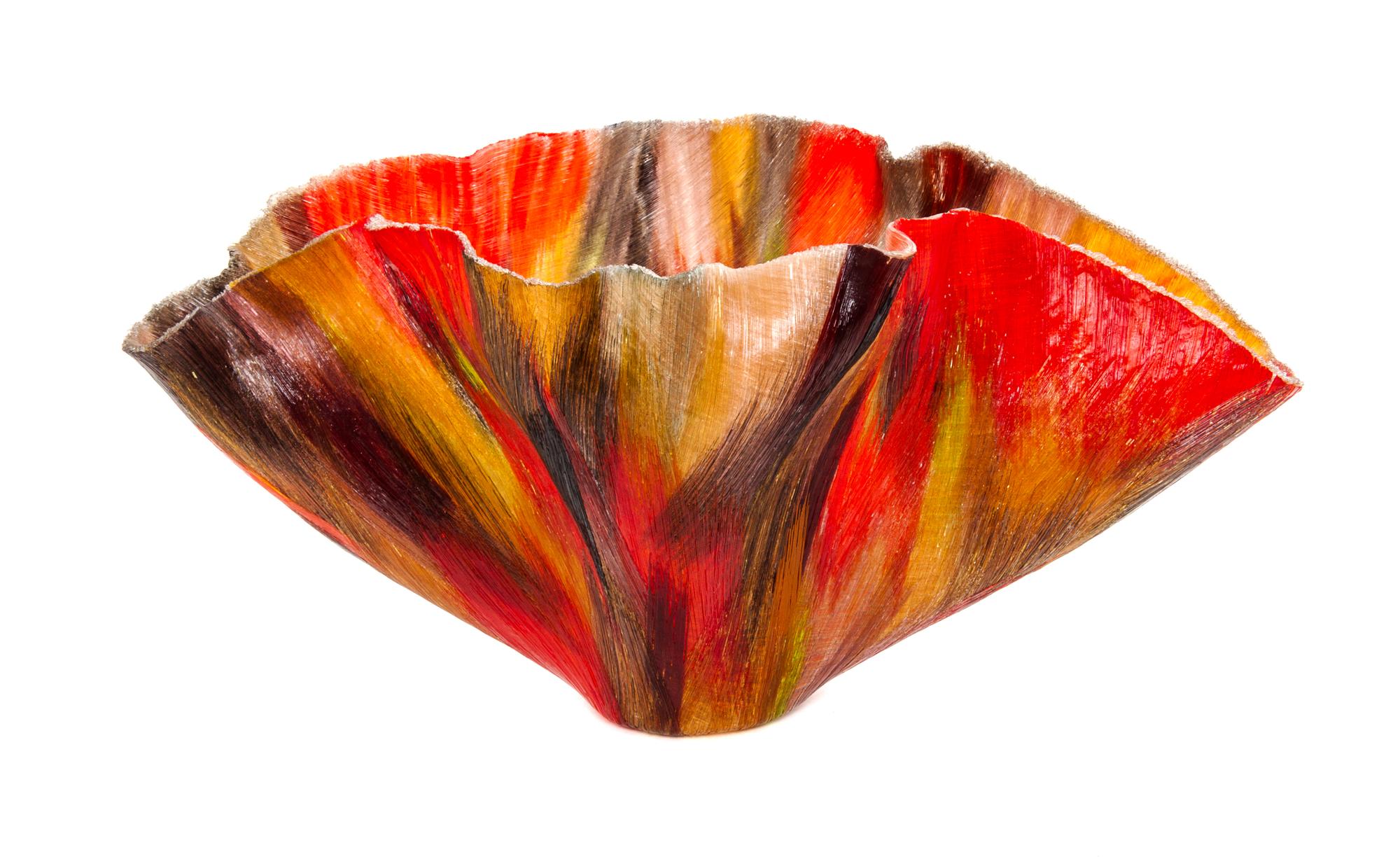 An American Studio Glass Bowl, Toots Zynsky (b. 1951) Width 24 1/2 inches.
