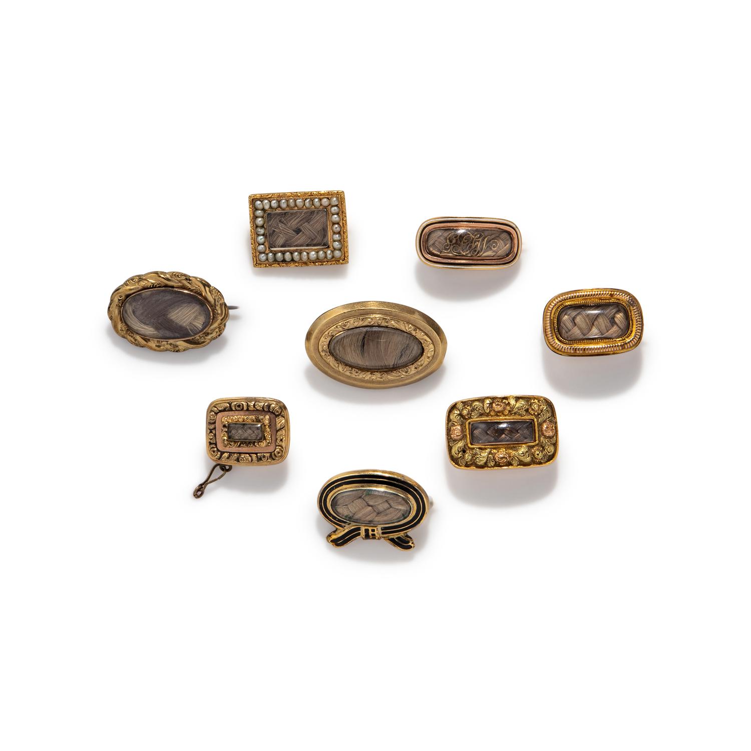 VICTORIAN, COLLECTION OF MOURNING BROOCHES