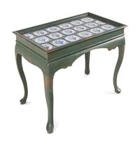 A Queen Anne Style Painted Tile Top Tea Table