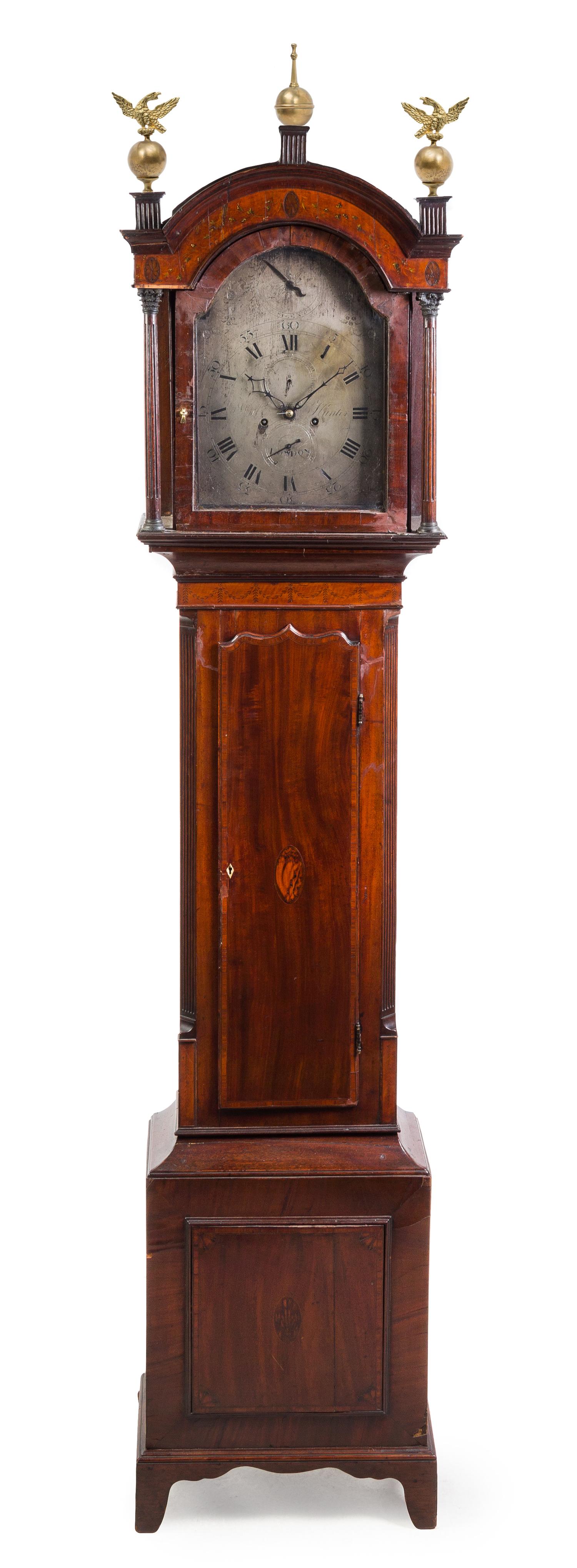 An English Mahogany Case Clock Height 95 1/2 inches. — WILLIAM HUNTER, LONDON, 18TH CENTURY