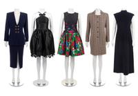 Five Vintage Items; One Galanos Skirt Suit, One Norman Norell Dress, One Oscar de la Renta Dress, One Bill Blass Dress, and One Galanos Coat, 1970-2010s