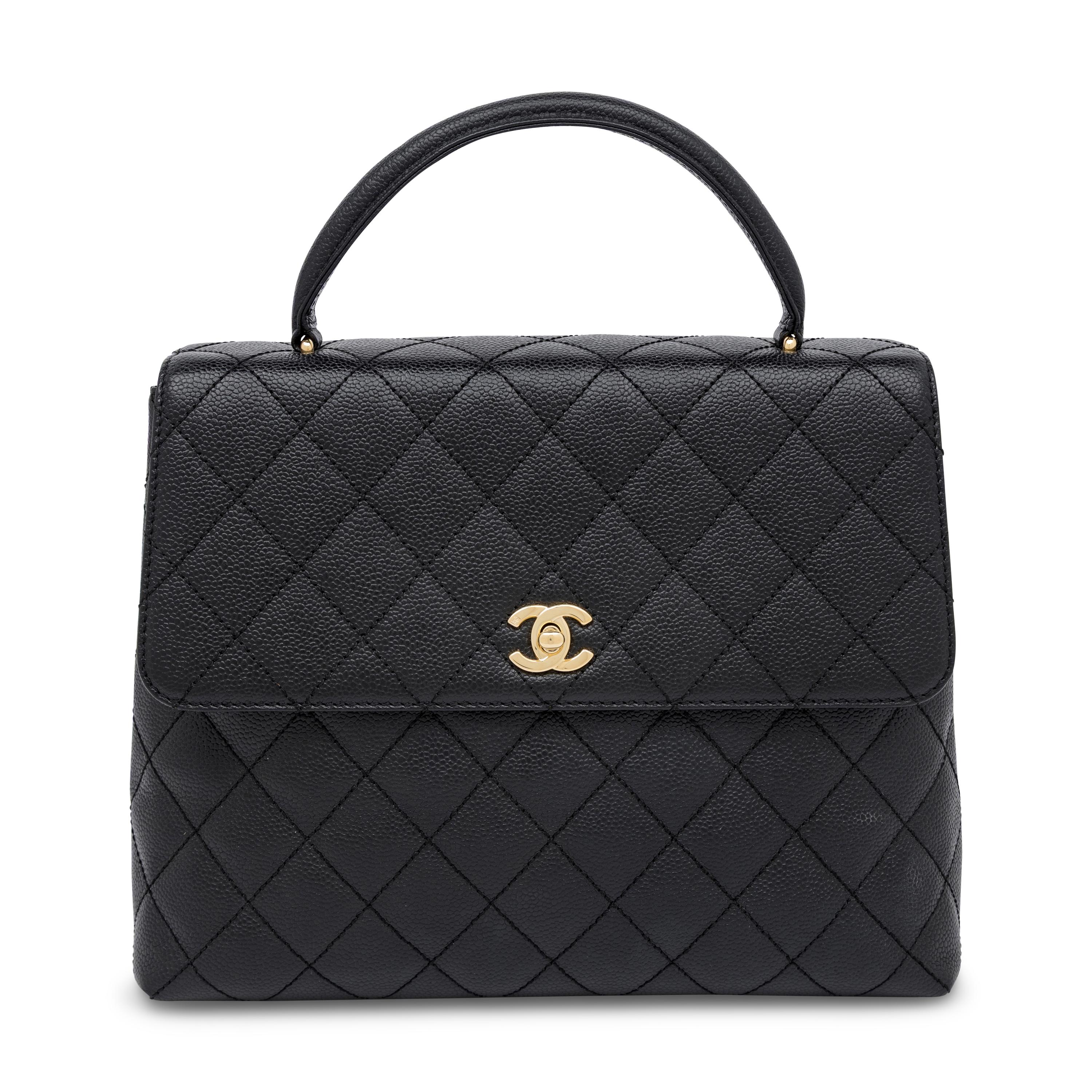 Chanel, Kelly Handle Bag in Black Caviar Leather