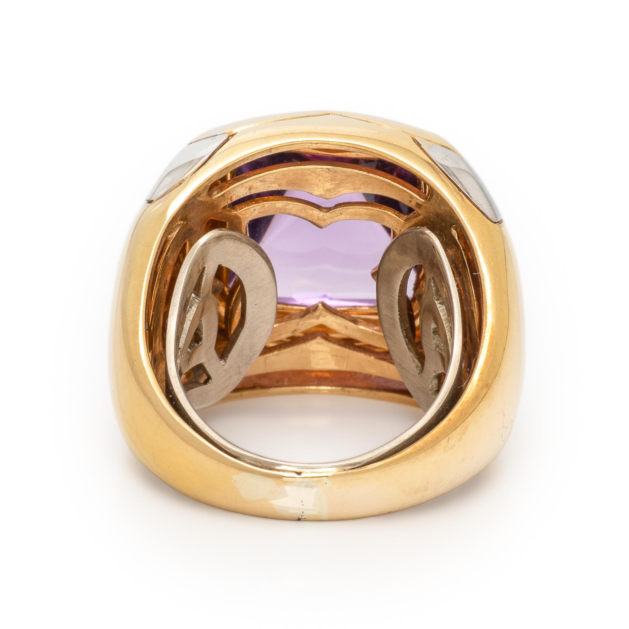 Bulgari, 'Pyramid', Amethyst and Bicolor Gold Ring